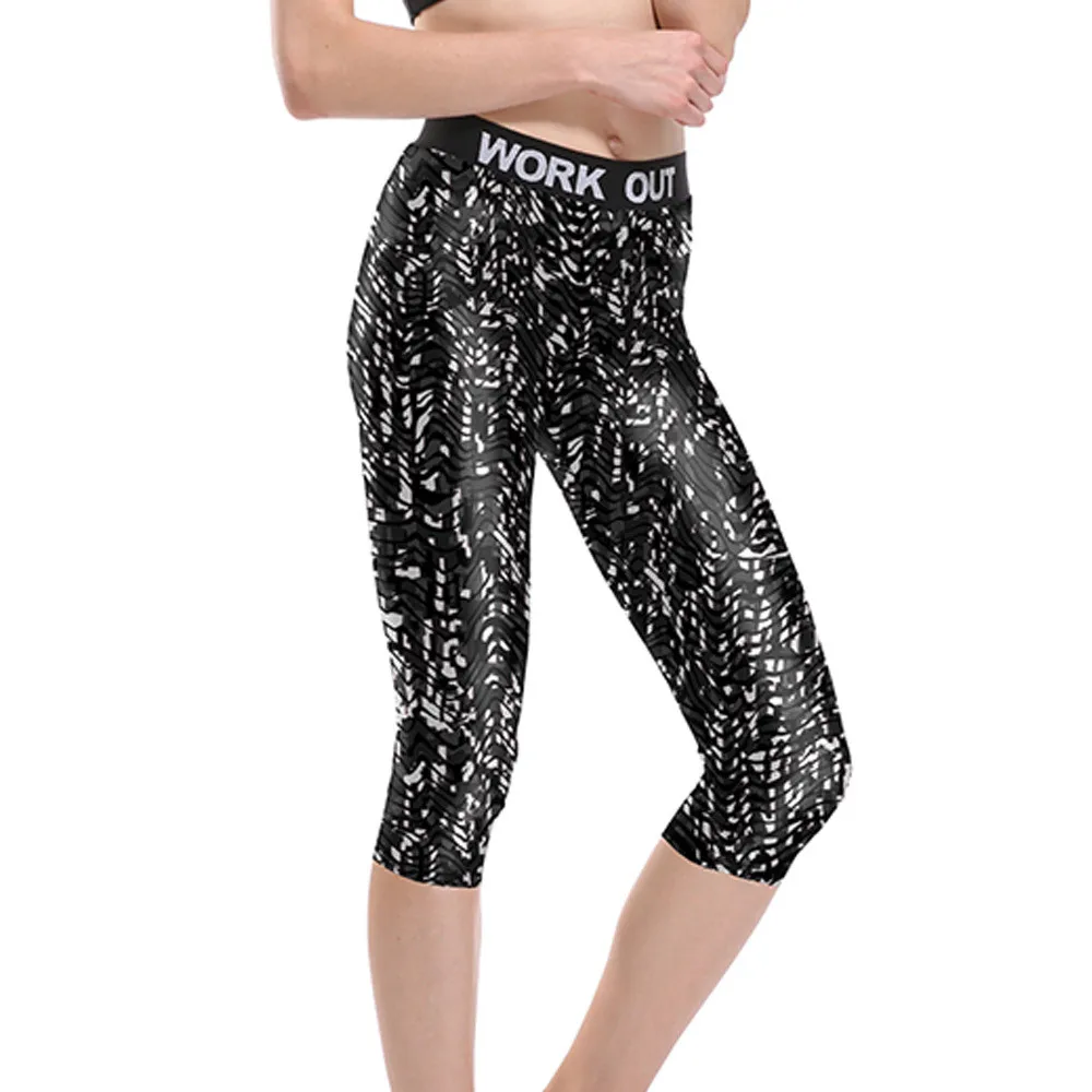 Women Black White Wave Stripes Fitness Quick Dry Workout