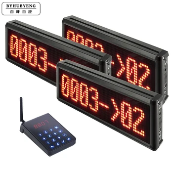 

BYHUBYENG Waiting Queue System Machine 3 Display 1 Keypad 99 Channel 9999 Number Distance 200m Wireless Queue Counter Display