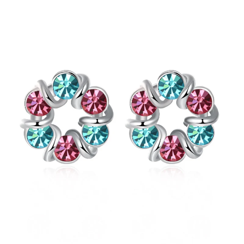 Titanium steel Small Crystal colorful earring for woman jewelry Digital