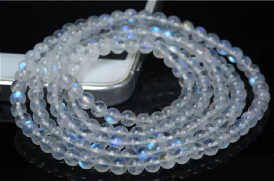 6mm Genuine Blue Light Natural Moonstone Bracelets Women Female Stretch Natural Stone Crystal Round Bead Bracelet (2)