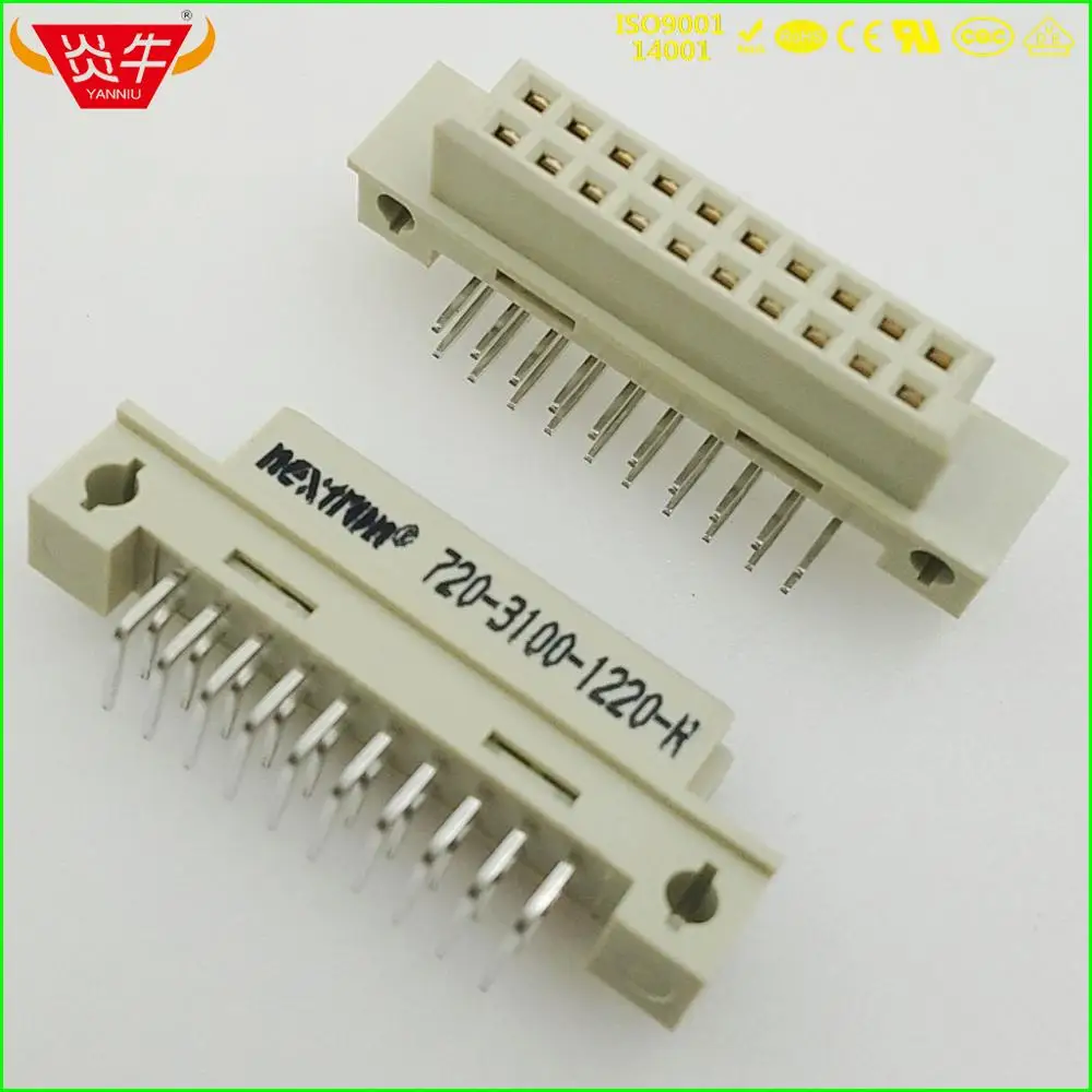 

50Pcs 220 DIN41612 DIN CONNECTOR 710-3100-1220-R 2*10P 20PIN FEMALE RIGHT ANGLE PINS EUROPEAN SOCKET CONTACT GOLD-PLATED NEXTRON