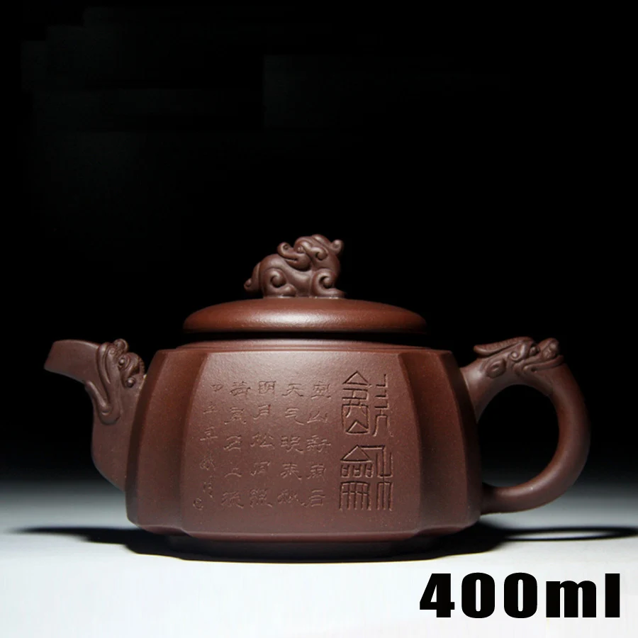 

Authentic Yixing Zisha Masters Handmade Teapot Purple Clay Pot 400ml Tea Infuser Ceramic Porcelain Collection Precious Kettle