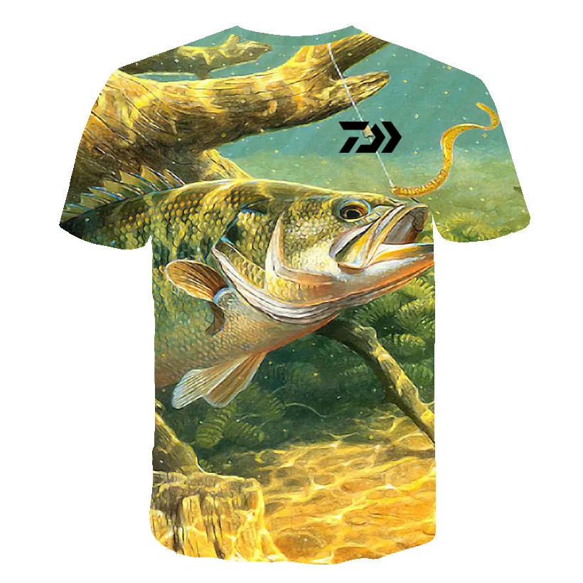 Летняя мужская футболка DAIWA с коротким рукавом, одежда для рыбалки, Спортивная дышащая одежда для рыбалки, Мужская Пляжная футболка с принтом, Топ