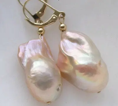 

Hot sale Free Shipping>>>> Huge 20-23mm pink baroque keshi reborn pearl jewe earring