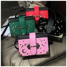Fashion female shoulder bag metal star moon moon shape handbag high quality leather women messenger bag