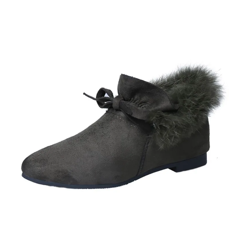 COOTELILI  Women Boots Winter Autumn Ankle Boots For Women Boots Slip On Real Fur Rubber Flat Boots Ladies Women Shoes 35-.39 (12)