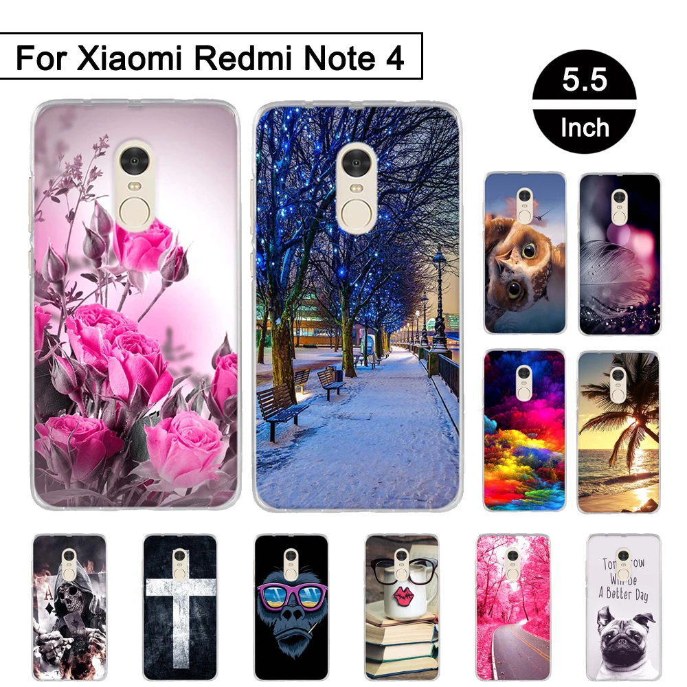 

TPU Print Phone Case for Xiaomi Redmi Note 4 Soft Silicone Back Cover for Xiaomi Redmi Note 4 Painted Pattern Shells Coque Capa