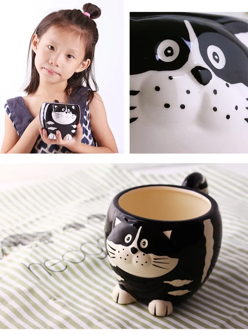 Большая емкость 3D животные Кошка Кружки Творческий мультфильм чашки офис кофе молоко чай Кружка для завтрака еда контейнер для подарка чашка