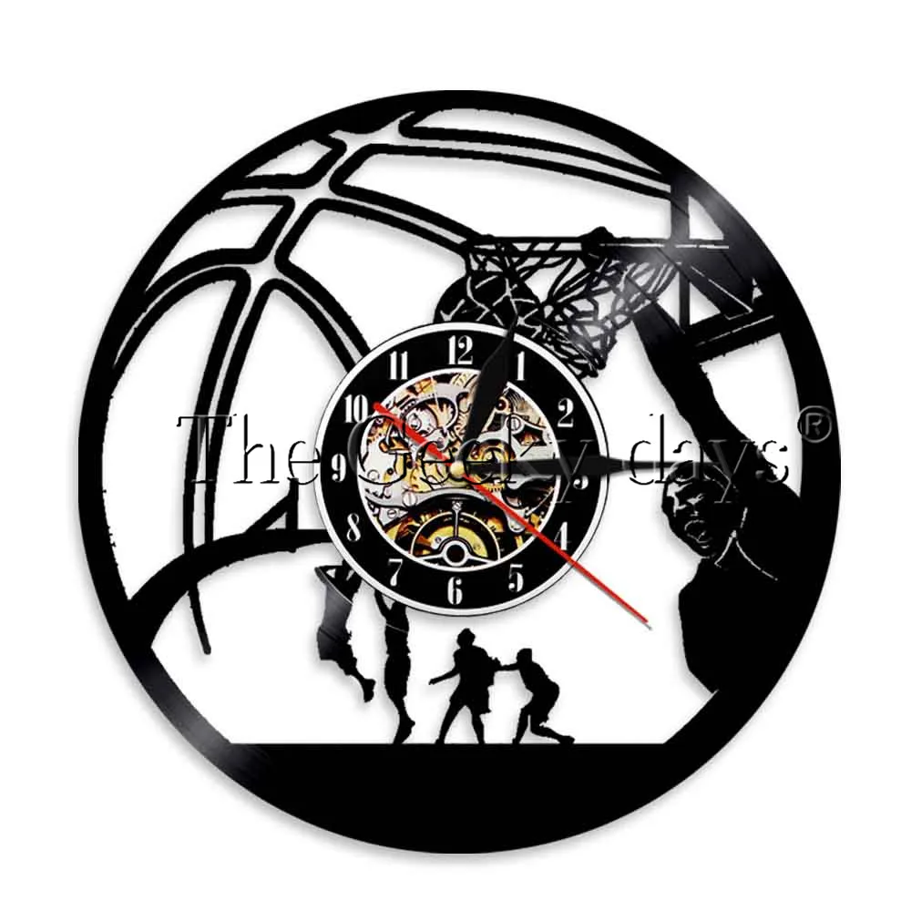 1Piece Basketball One Handed Slam Dunk Vinyl Record Clock Basketball