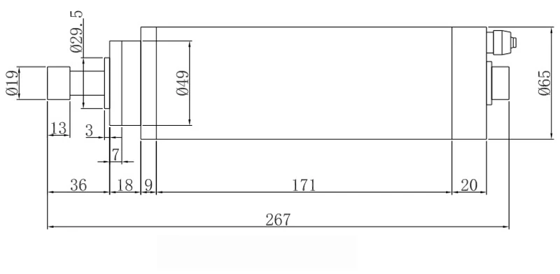 CNC 1.5KW Водяное охлаждение шпинделя МОТОР 220V ER11 1500W 65 мм шпиндель с водяным охлаждением Гравировальный фрезерный шпиндель