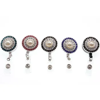

mix Crystal Rhinestone Nurse Angel wings Retractable ID Badge Holder reel
