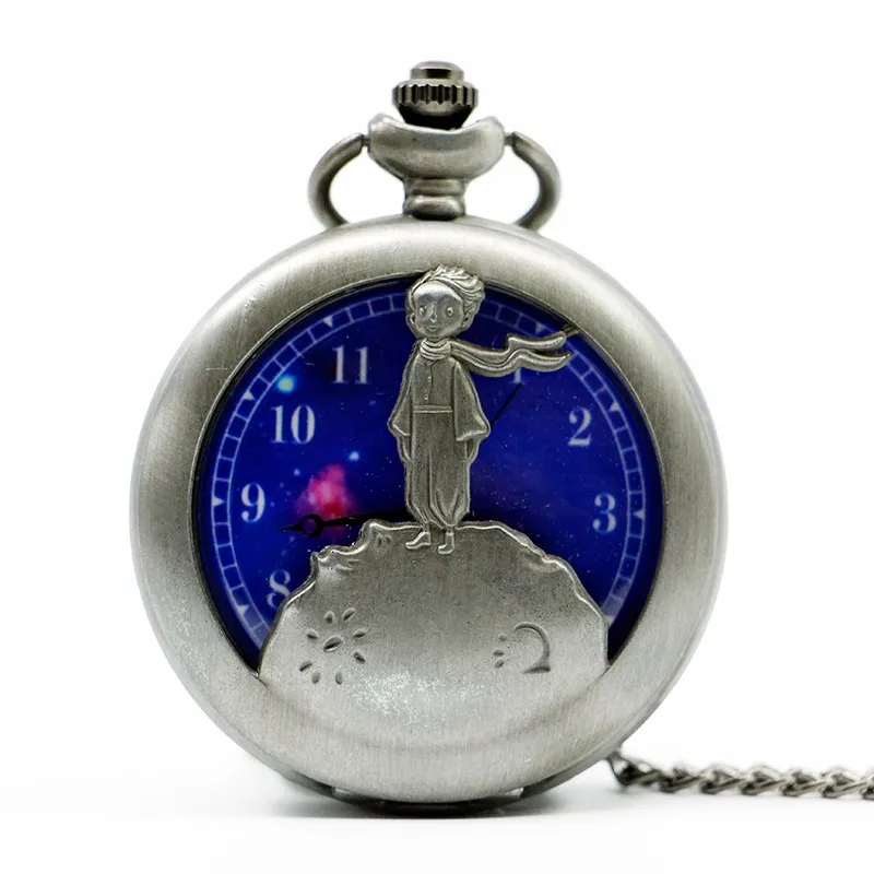 Новое поступление Маленький принц черные кварцевые карманные часы аналоговый кулон ожерелье унисекс подарки для детей# CF1054