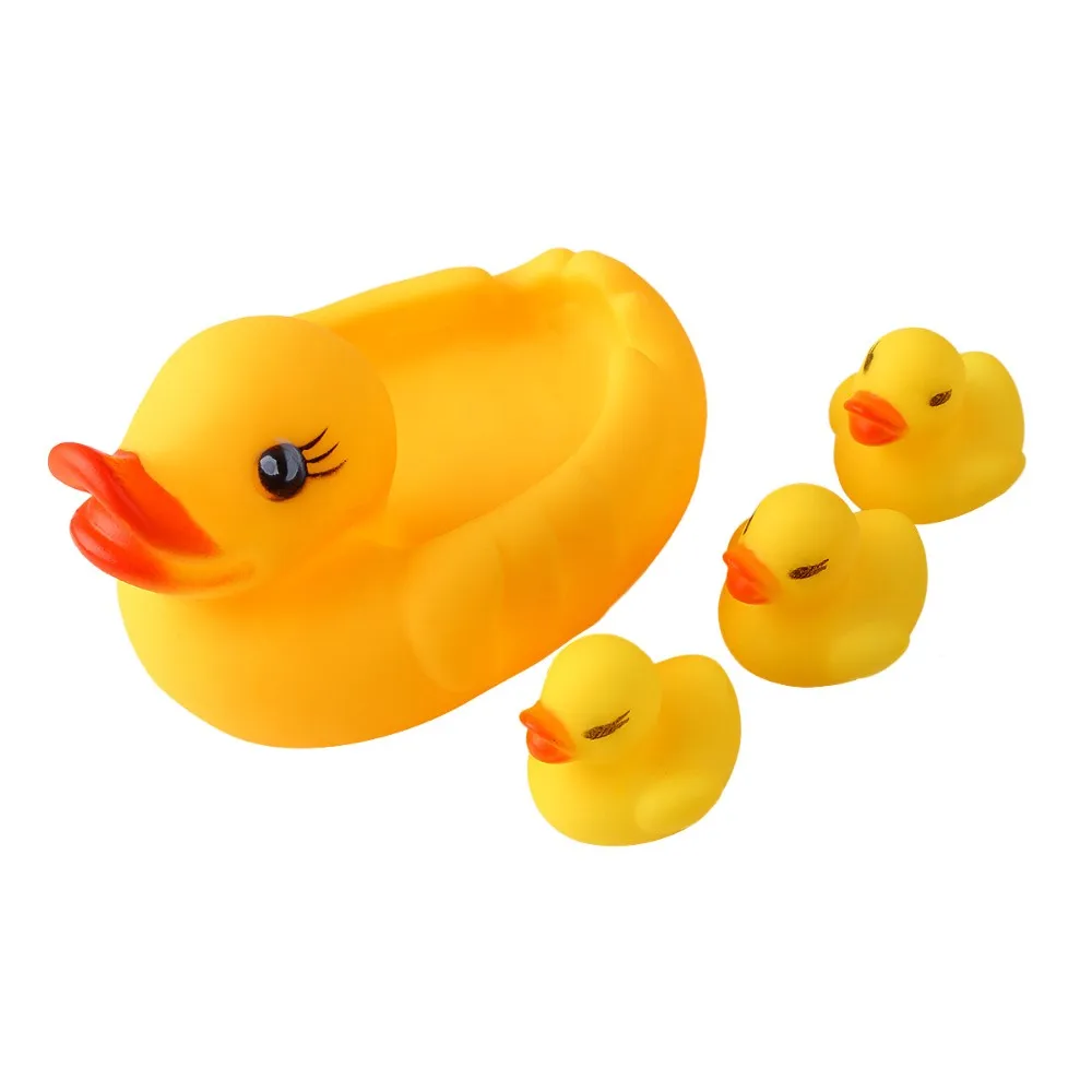 4 шт./компл. Rubber Duck игрушки для ванной Симпатичные резиновые Раса Squeaky Утки Семья Ванна игрушка ребенка игры и игрушки 1 большой 3 небольшая