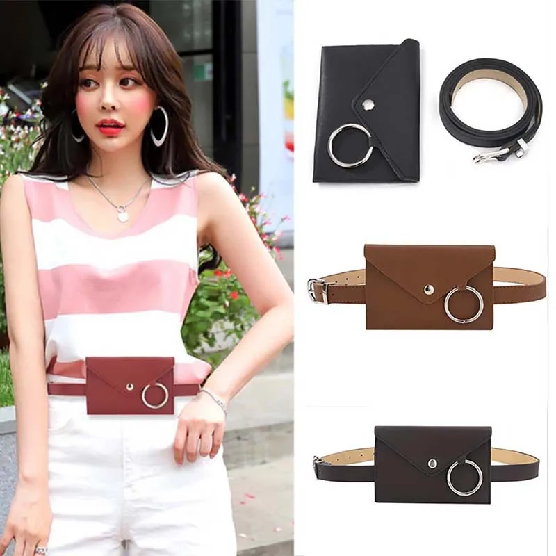 

Women Waist Packs Female Fashion Belt Bag Phone Pouch Bags Belt Strap Buckle Waist Belt Waistband