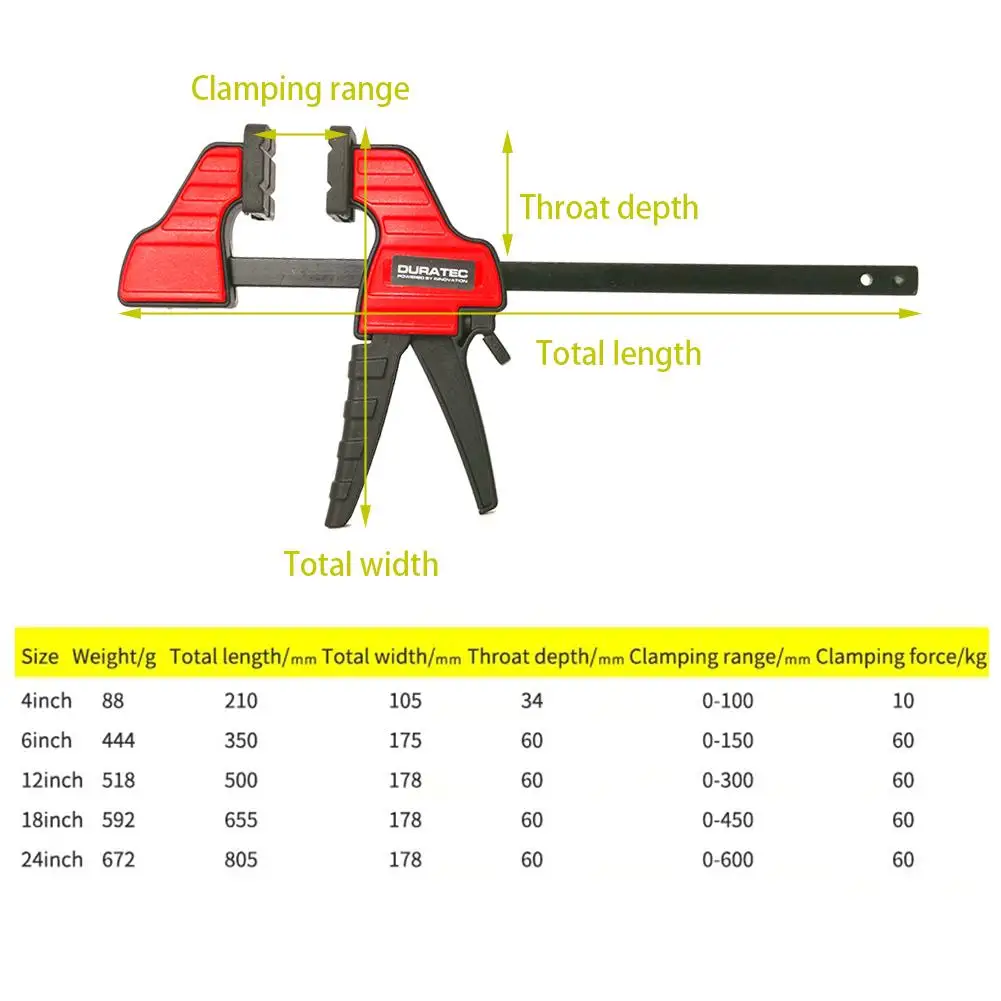  Hot Sale Heavy Duty F Clamp Clip Wood Working Quick Grip F Style Bar Woodworking Clamps 4 6 12 18 2