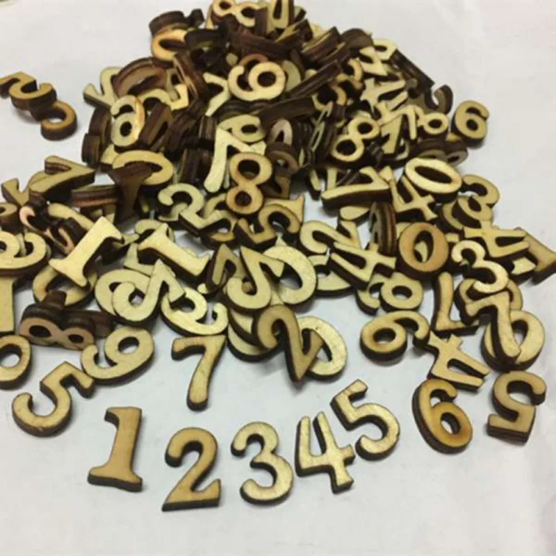 

100 Pcs wood decoration fashion wooden letters numbers Wedding Party Scatter Wood madera houten decoratie legno da decorare