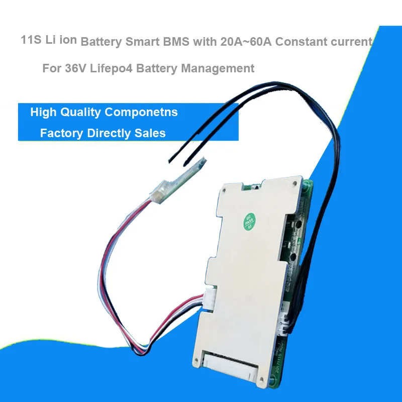 

11S Lithium Battery PCB board and smart APP Bluetooth BMS with 20 to 60A constant discharge current and UART communication