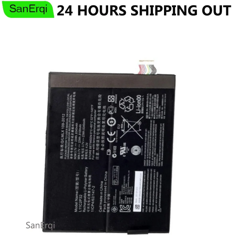 

for Lenovo IdeaTad S6000 battery S6000-H L11C2P32 Tablet A7600-HV A7600 A7600-F S6000L-F L12D2P31A10-80HC 6100mAH