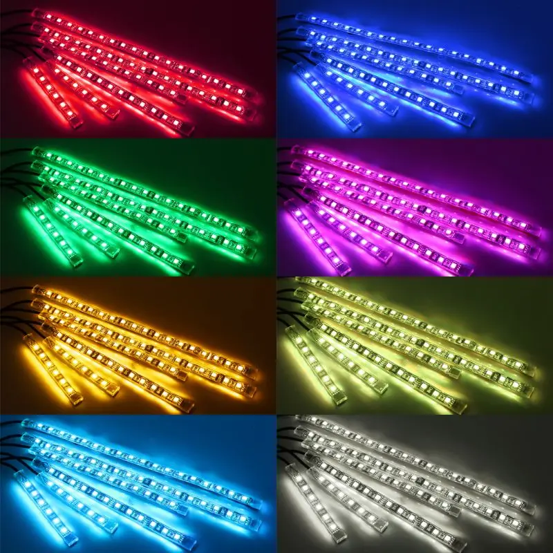 6 шт., украшение для мотоцикла, 5050 SMD лента, гибкий RGB мигающий светильник светодиодный с пультом дистанционного управления для мотоцикла, декоративный светильник