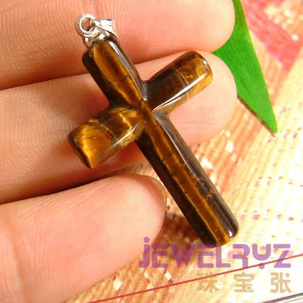 

NEW ## Beautiful Fashion Natural Tiger eye's Stone Cross Pendants Charms Stone for Necklace Making Jewelry Pendant Classic Cross