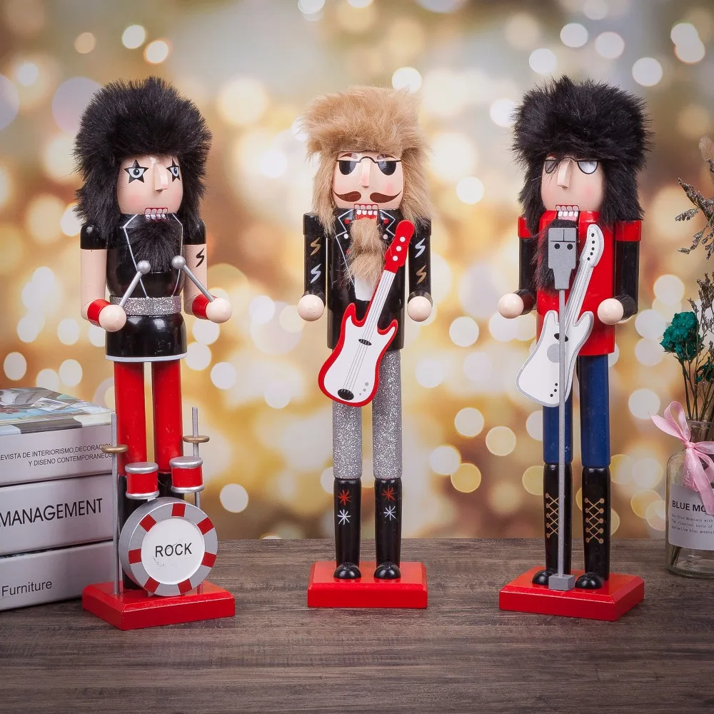 HT126 New scarcity 38cm Rock Nutcracker Music Man Nutcracker Puppet