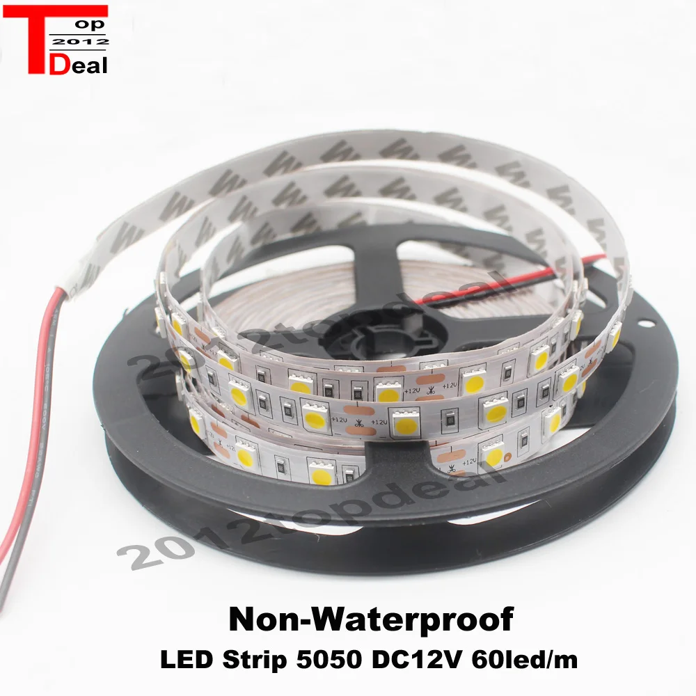 Светодиодная лента 5050 DC12V гибкая светодиодная лампа 60LED/m 5 м/лот белый/теплый