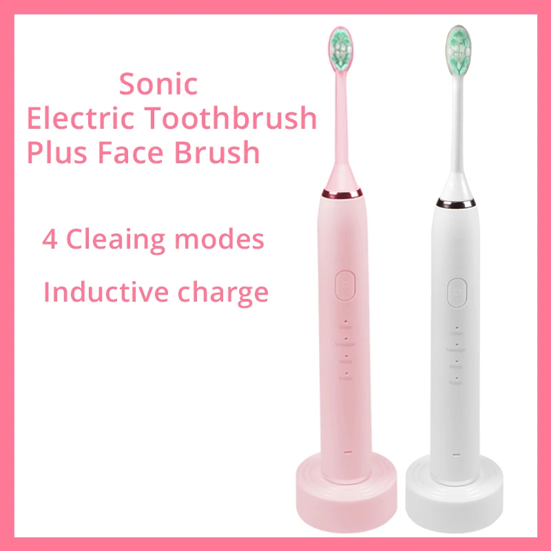 Beautiful Electric Toothbrush Inductive Rechargeable Toothbrush With Face Brush IPX7 Waterproof