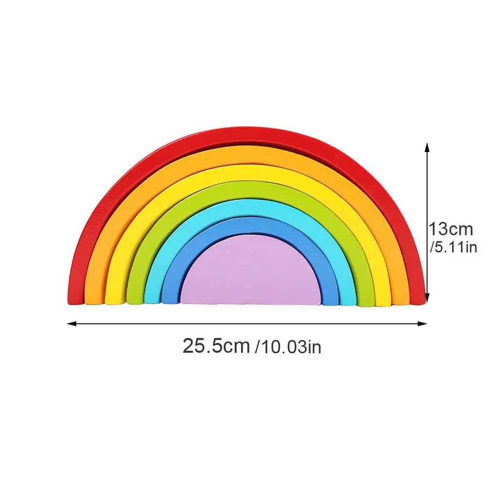 Пазл семицветная Радужная Арка мостовые блоки деревянные детские Дошкольное образование Jenga творческие игрушки