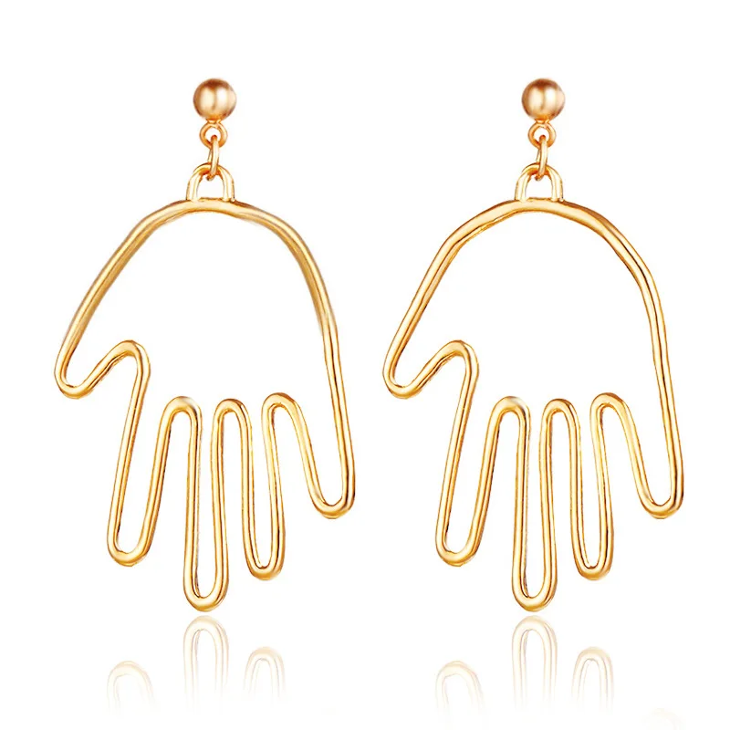 

Hot Fashion Ancient Gold Pierced Fatima hamsa Hand Hook Earrings Dangle Drop Brincos For Women Jewelry Bohemian Jewelry
