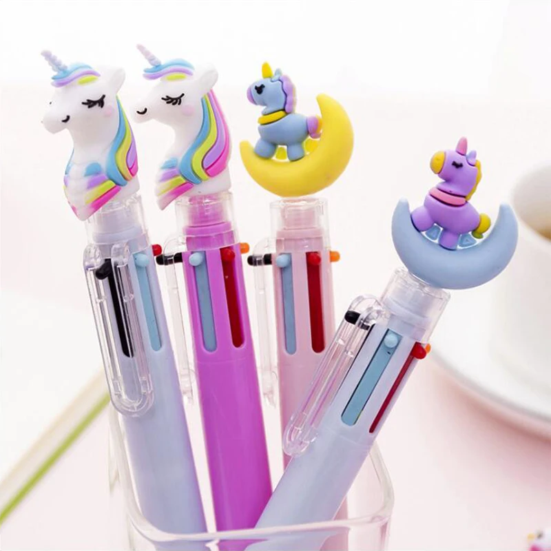 

Color Cartoon Animal Series Ballpoint Pen Multifunction 6 in1 Ball Pens For Writing Office Stationery and School Supplies 1PCS
