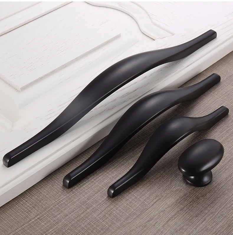 

2pcs Elegant Black Door Handles Modern Cupboard Pulls Drawer Knob Kitchen Cabinet Handles and Knobs Furniture Handle Hardware