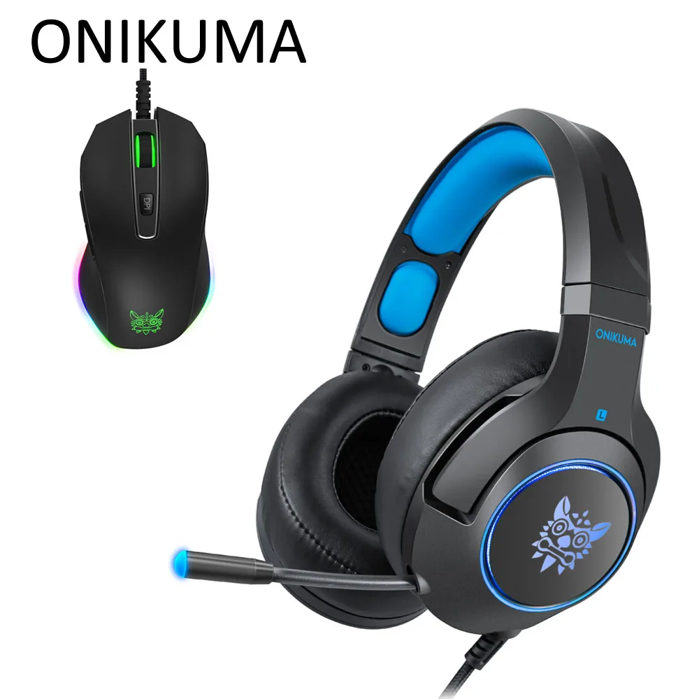 Игровые наушники ONIKUMA K9 Casque PS4 игровая стереосистема ПК гарнитура с микрофоном+ Pro проводная, USB, игровая мышь - Цвет: With Box