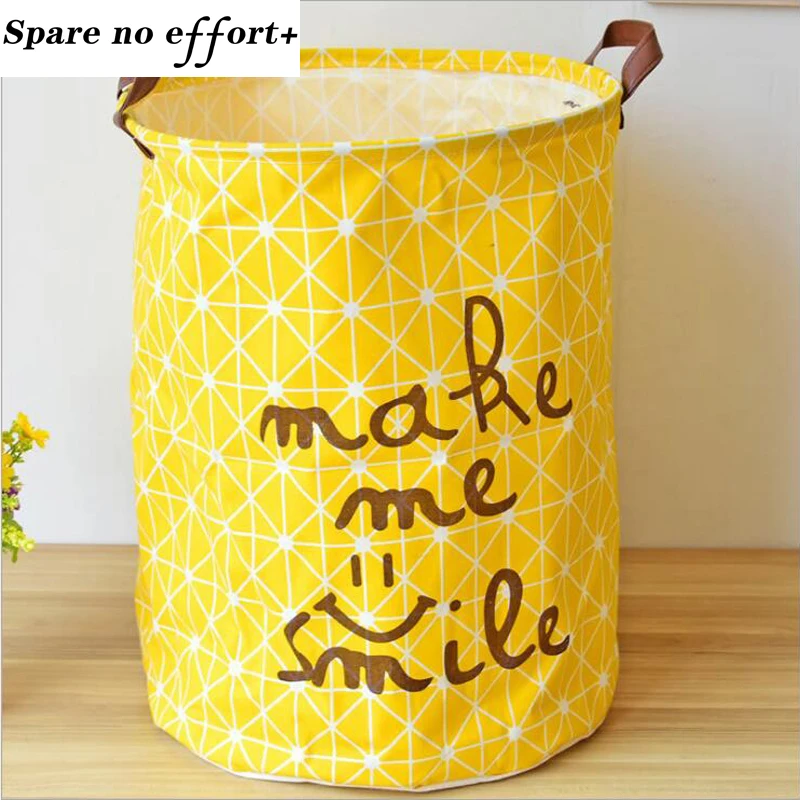 Yellow Laundry Basket Fabric Basket For Toys Cotton And Line Washing Bags For Clothes Organizer