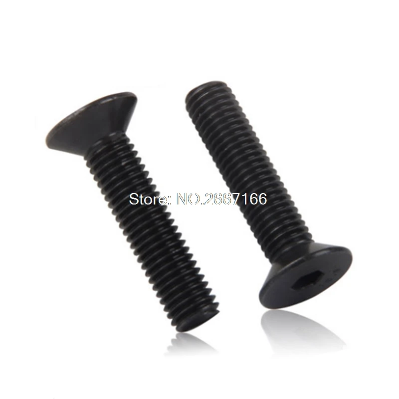 

M4 X 6mm Metric Hex Socket Countersunk Flat Head Screw Bolts Black 100Pcs M4*6mm