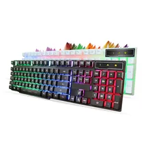 Прохладный Мультимедиа 3 вида цветов подсветки светодиодный Подсветка USB Проводная PC Gaming Keyboard прямая 0908