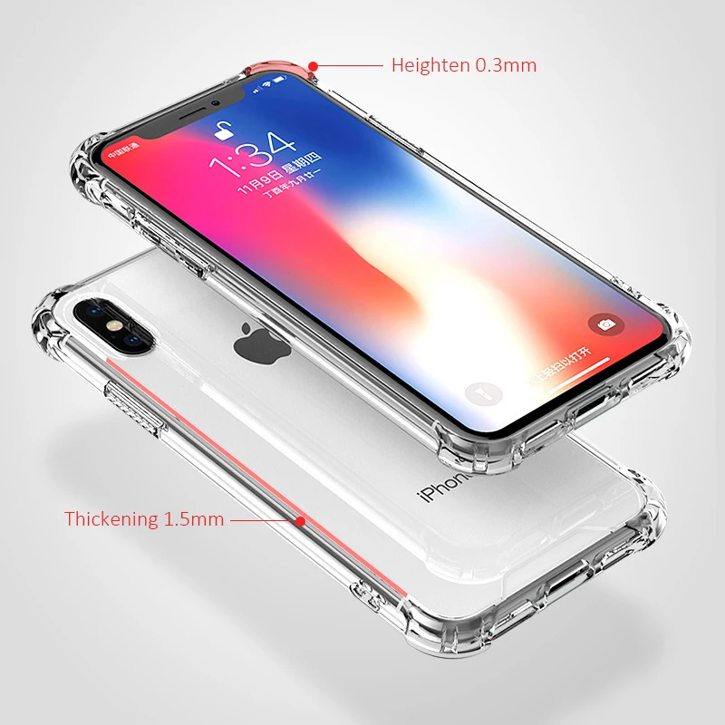 For Iphone 7 Case Iphone 8 6 6s Plus X Xr XS Max Luxury Brand Transparent Soft TPU Heavy Duty Protective Phone Case Back Cover 