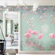 Магнолия Фламинго скандинавский фон стены профессионального производства Настенные обои на заказ плакат фото стены