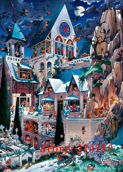 

Needlework,Horror Castle Scenery Magic 14CT Counted Embroidery,Quality DIY DMC Cross stitch kits,Art Cross-Stitching Home Decor
