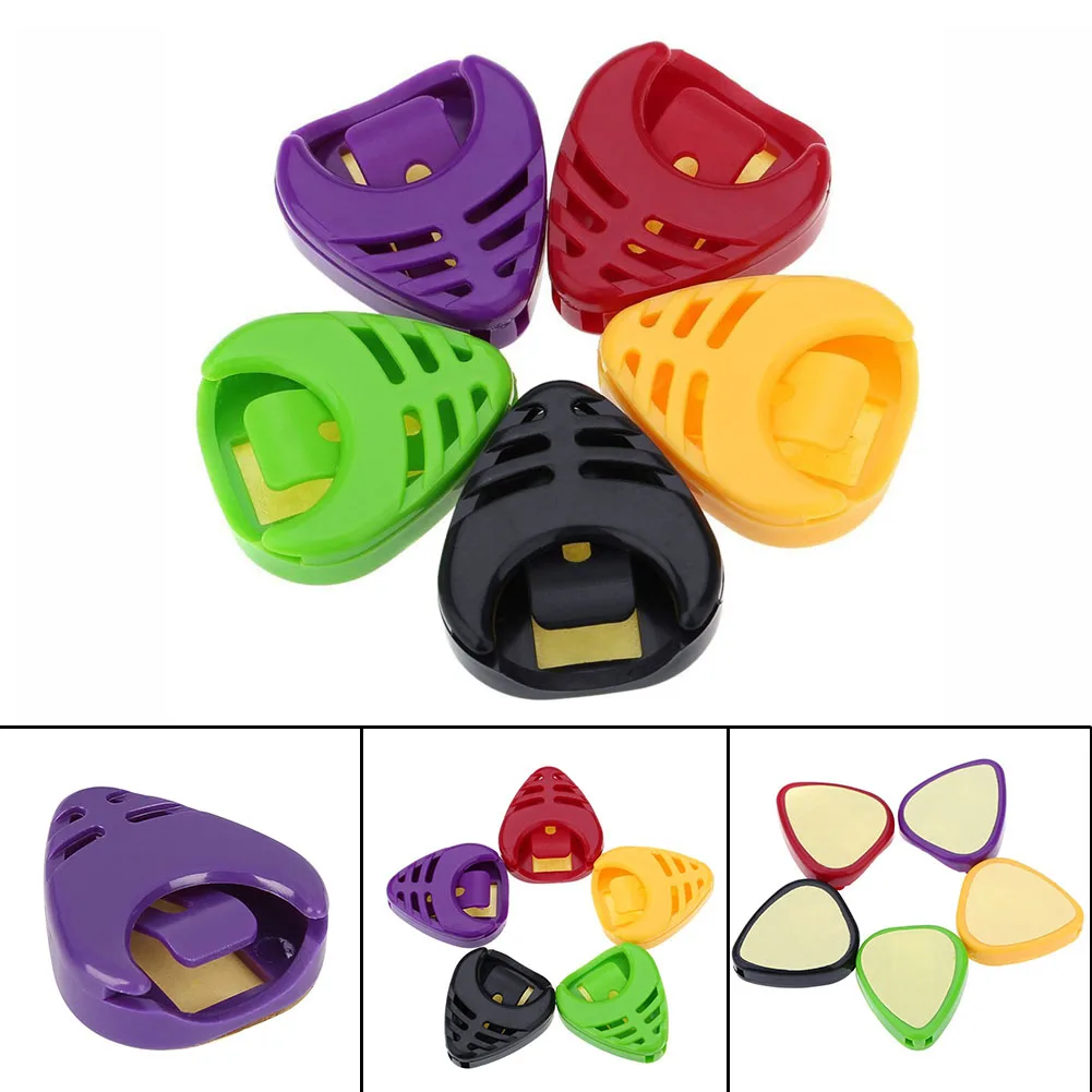 

5pieces Guitar Pick Holder Case Portable Triangle Shape - Color Random