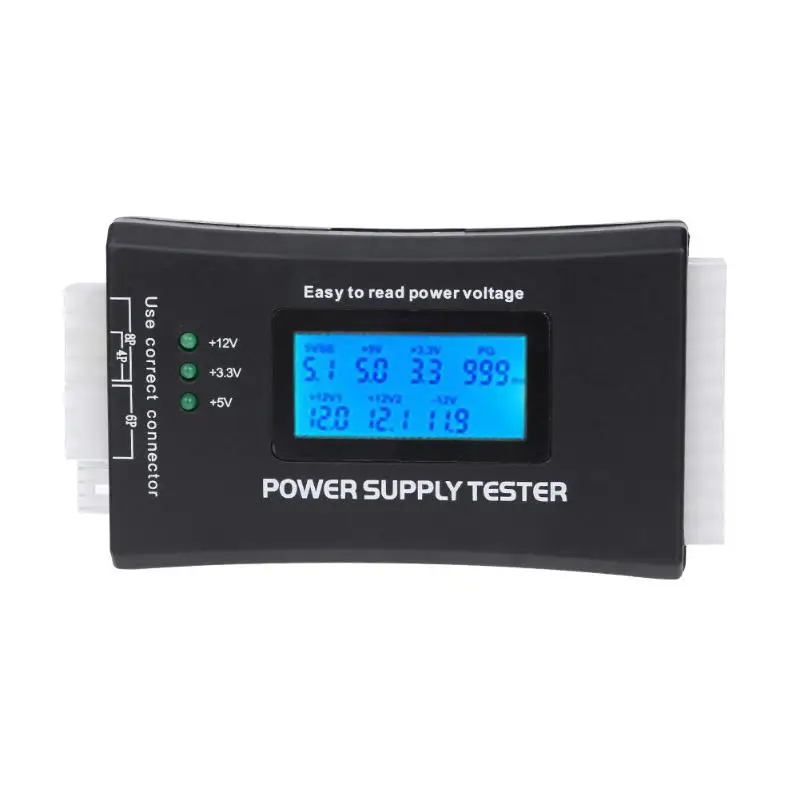 

ATX PC Power Supply Tester LCD Digital Power Detection Repairing Tool 20/24 Pin SATA Power Supply Testing