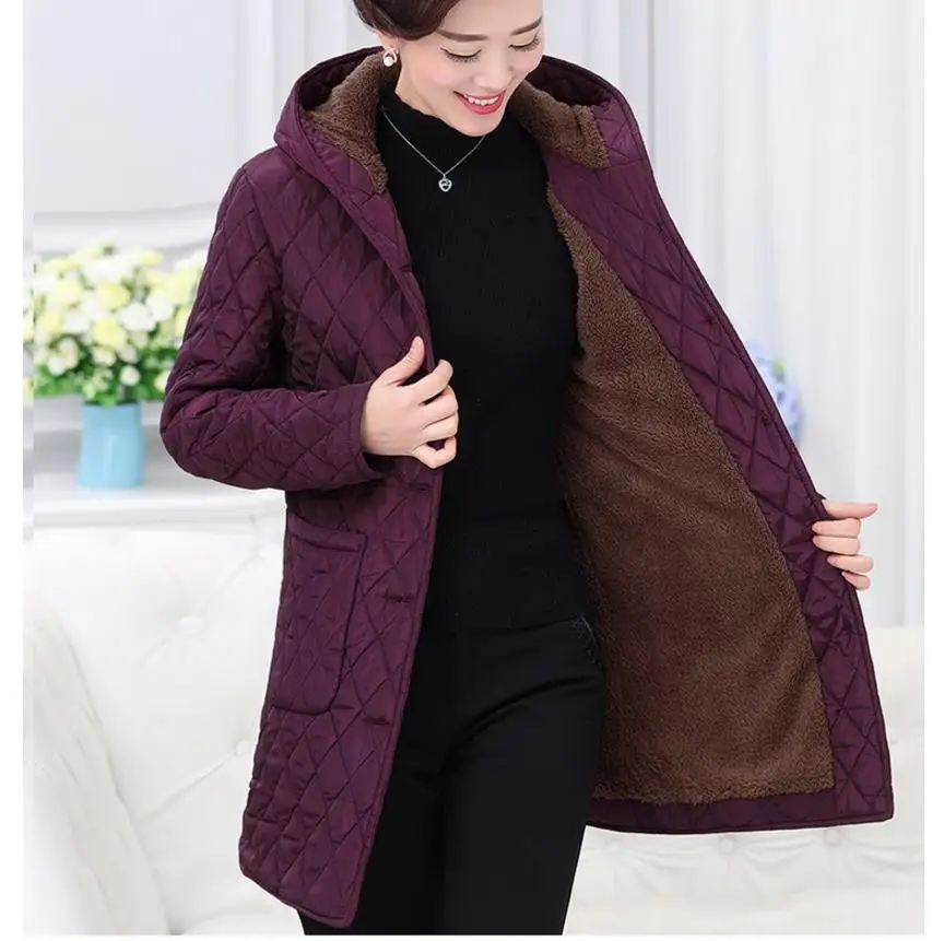 

2014 winter new middle-aged plus fertilizer to increase cotton velvet hooded winter jacket mother dress 92398