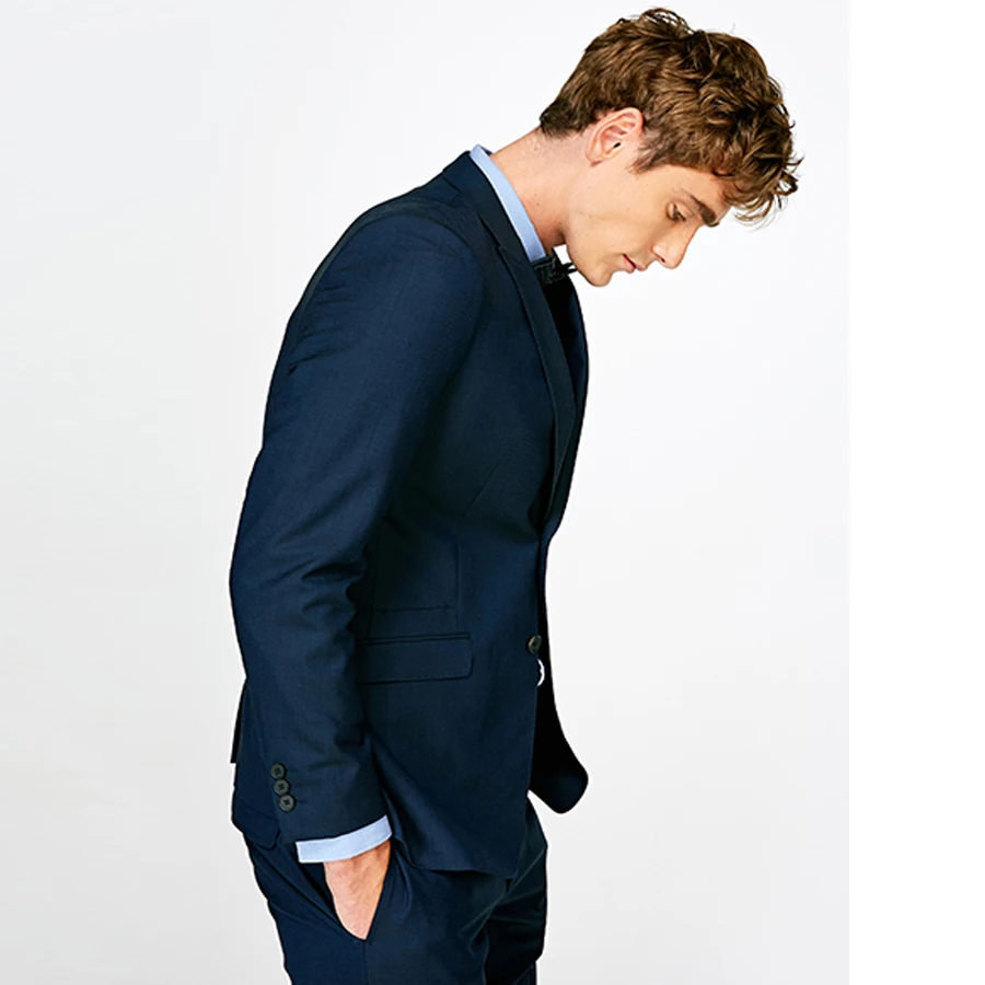 Navy Blue Men's Business Suit Mens Grooming Groomsman Suits Wedding Costume for Men 2 Pcs (Jacket+Pants) Skinny Suits Men 2019