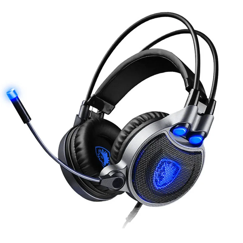 Sades R1 USB 7.1 Surround Stereo Sound Vibration Gaming Headphone With Microphone LED Light PC Gamer Headset for Computer | Электроника