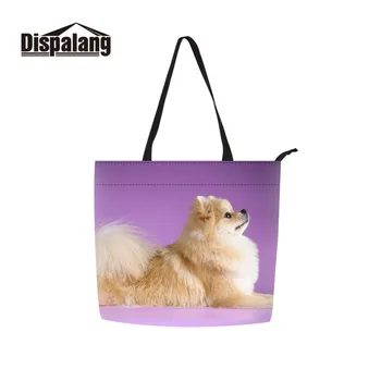 

Dispalang Oem Shoulder Handbag Dog Pattern Big Style Shopping Bag Factory Direct Animal Printed Tote Bag for Teen Girls Beach