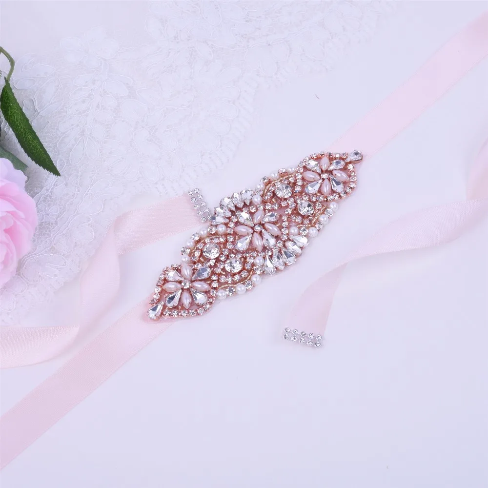 SESTHFAR жемчугом свадебный пояс Лента Свадебная со стразами розового золота Стразы Свадебное платье ремень для свадебных аксессуаров