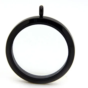 

10pcs/lot 30MM Black Floating Charms Memory Locket Stainless Steel Magnetic Glass Floating Locket Pendant