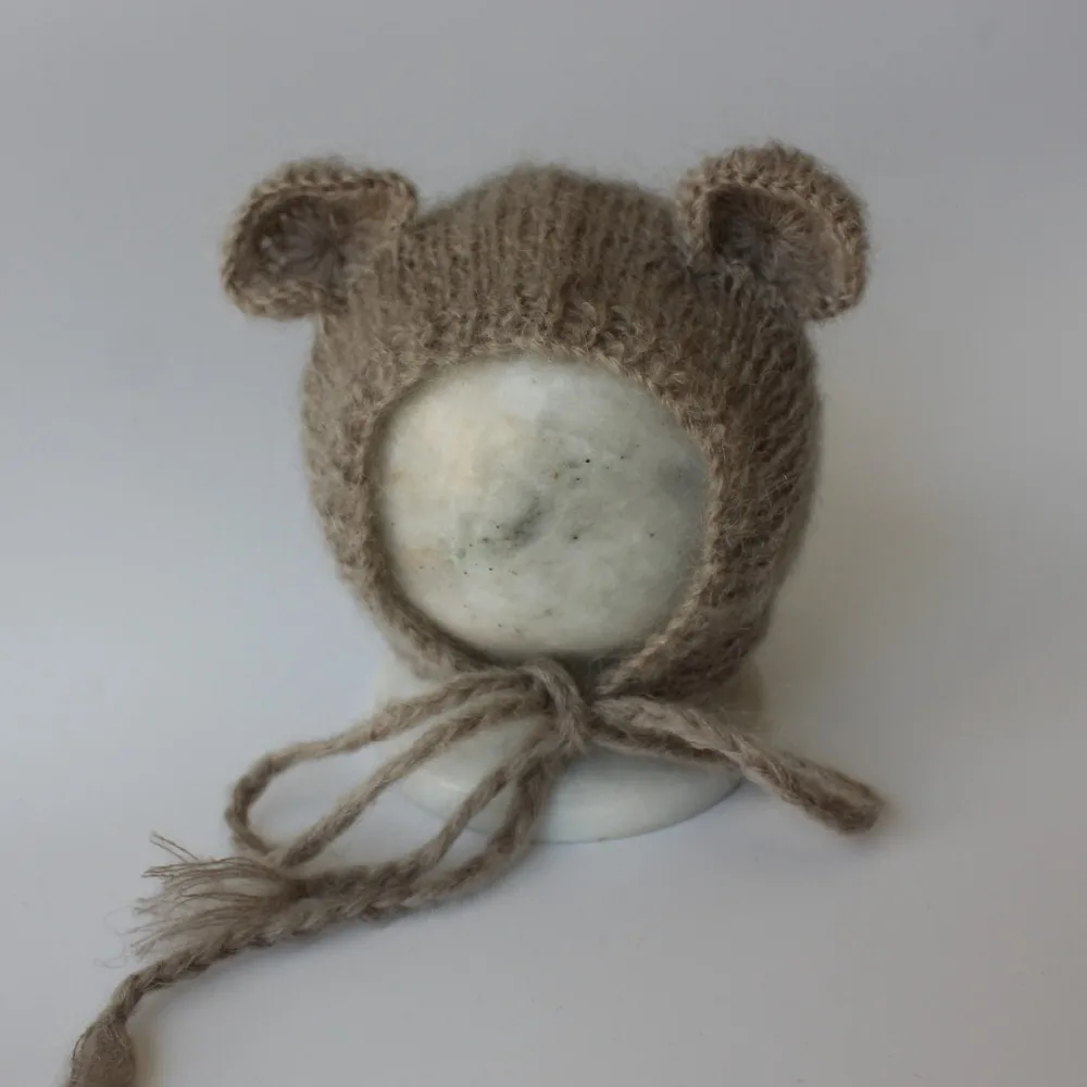 Новорожденный фото реквизит для новорожденных, мохер шапочка-медвежонок новорожденный детская шапка-медвежонок ручной вязаный детский реквизит для фотосъемки