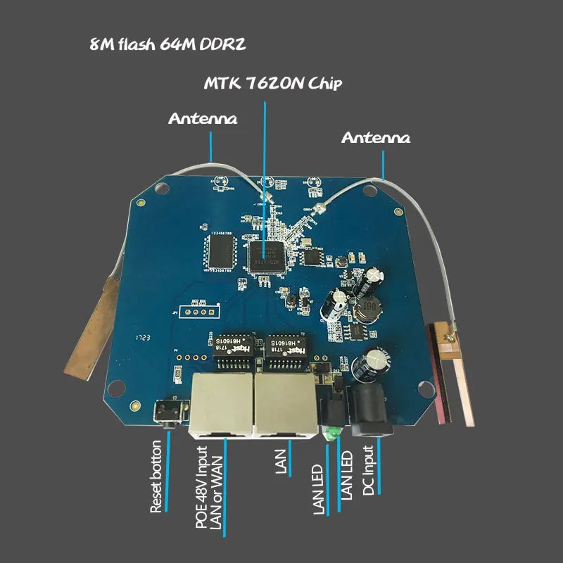 2,4G 300Mbps celing AP беспроводной wifi модуль MTK7620N MTK7620A опционный POE или DC источник питания сборка на печатной плате с двумя внутренними антеннами