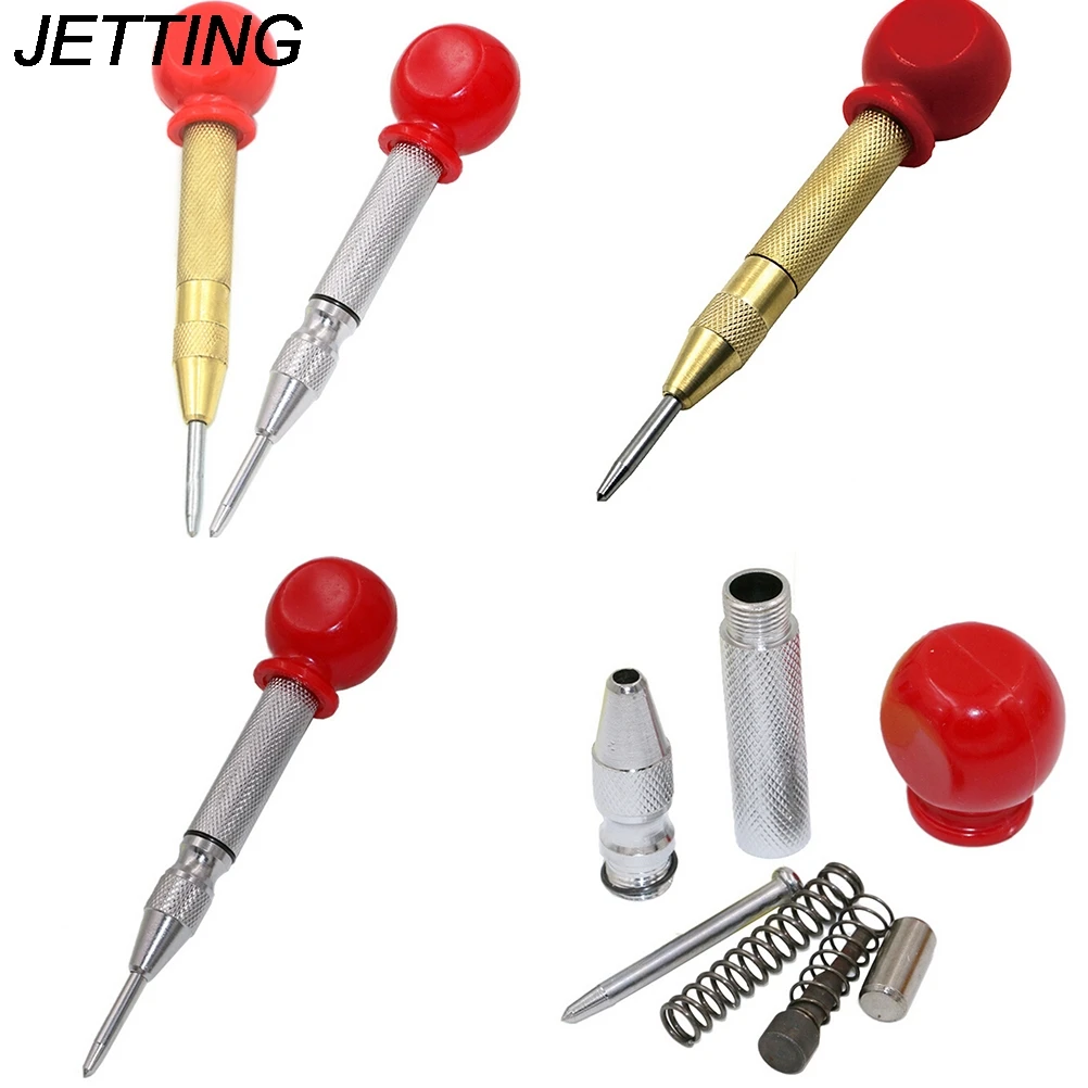 New 1PCS Red Handle 5.12" Automatic Center Pin Punch Spring Loaded Marking Starting Holes Tool For Metal Drilling 2 Colors