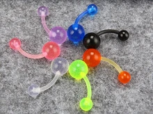 Body Jewelry 7Pcs mix UP plastic Transparent acrylic Trendy Luminous Ball Button Barbell Bar Belly Navel Ring Body Piercing